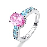 Psiroy Women's 925 Sterling Silver 2ct Pink Topaz Filled Ring
