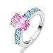 Psiroy 925 Sterling Silver Plated Oval Simulated Pink Topaz Promise Ring for Women Size 9