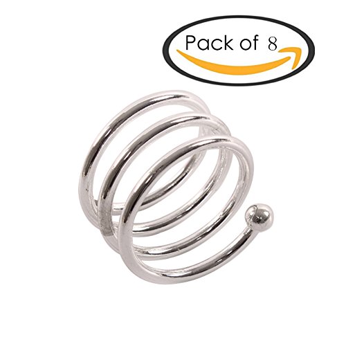 Svaitend Holiday Spring Napkin Rings,Pack of 8 Napkin Ring Holder for Wedding Banqu et Family Party Dinner Decor (Silver) - Thumbnail 3