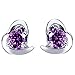 Yonger Fashion Simple Earring Women Lady Pearl Purple Heart Crystal Jewelry Stud Gift Silver Stud Jewelry Accessories