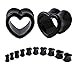 Plugs 00G Acrylic Black Heart Tunnel 10mm Gauges Plugs 00 Gauge (2 Pieces)