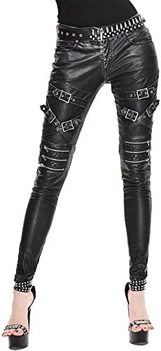 ファッション パンク Pu レギンス レディース レザー オートバイパンツ ヴィンテージスキニーパンツ