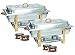 Tiger Chef 2-Pack 8 Quart Full Size Buffet Chafing Dish Set with Gold Accents and Gel Fuel Cans…