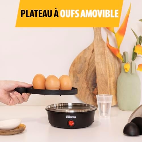 cuiseur à œuf – Convient pour 7 œufs – Acier inoxydable, Plastique Blanc - EK-3076, Moyen