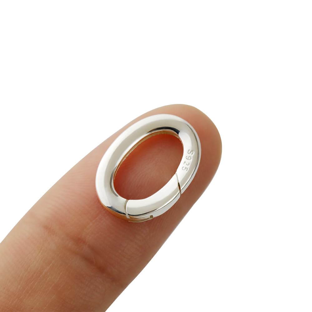Photo 1 of PUTNPC 925 Sterling Silver Oval Pearl Necklace Enhancer Shortener Lobster Spring Ring Connector Clasp Clip Lock (L)