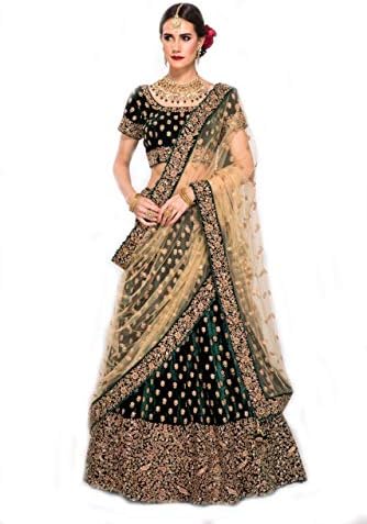 MRS WOMEN Women's Silk Semi-Stitched Lehenga Choli (Beige; Free Size)