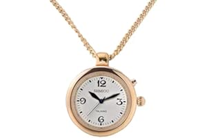 SHMIOU English Talking Watch for Women Pendant Golden Round Bezel for Senior Blind Visually Impaired Analog Voice with Alarm 