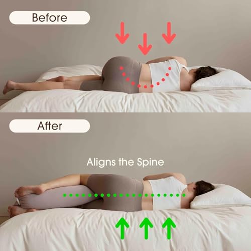 GGEROU Adjustable Pregnancy Pillow - Full Body Support for Side Sleeping - Adjustable Firmness and Shape - Supports Back, Legs, Belly, Hips for Pregnant Women - Removable Cover - Pink