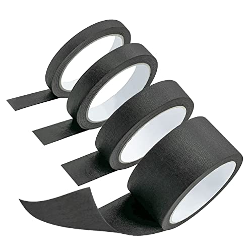 Black Masking Tape Painters Tape 1 1/2 3/4 2 inch x 33yds 4 Rolls Multi