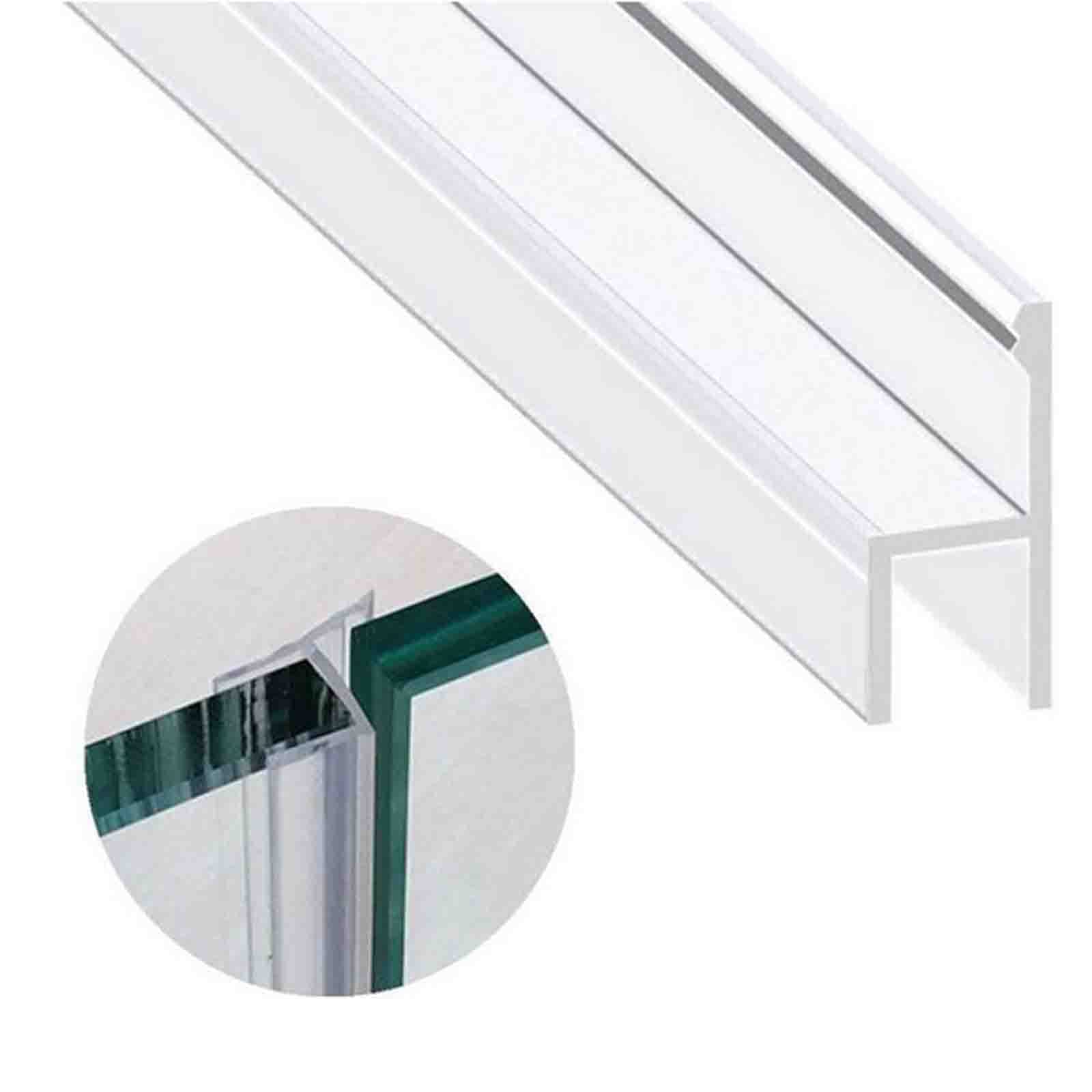 WMLBK Shower Screen Door Seal Glass Strip Replacement for 6-10mm Glass, Rubber 2M Bath Seal Strip Effectively Prevents Water from Overflowing, Sealing Strip for Curved and Vertical Door (H-8MM)