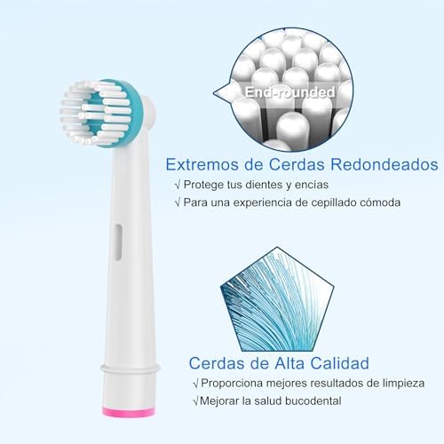 16 Recambios Cepillos Ortho Care, Compatibles con los Cepillo Electrico Oral B, Para una Limpieza Precisa Alrededor de los Aparatos de Ortodoncia.