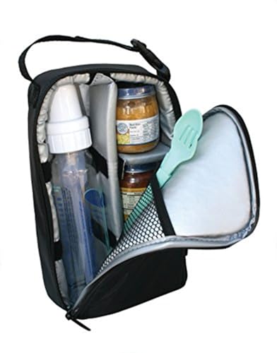 J.L. Childress Pack 'N Protect for Baby Bottles - Insulated Breast Milk Cooler Travel Bag for Moms, Portable Storage for Glass Baby Bottles & Food Containers, For Daycare or On the Go - Black