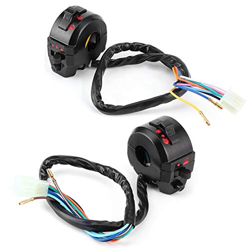 Keenso Motorbike Handlebar Switch, 2Pcs Universal 7/8" Motorcycle Handlebar Control Switch Left & Right Side Horn Switch High/Low Beam Turn Light Switch car switch dirt bike turn