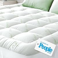 Ultra Soft Queen Size Mattress Topper - Viscose Made from Bamboo Pillow Top Mattress Pad for Back Pain Relief - Naturally Cooling for Hot Sleepers, Green
