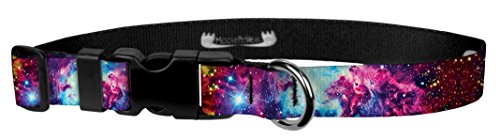 Moose Pet Wear Dog Collar - Patterned Adjustable Pet Collars, Made in the USA - 1 Inch Wide, Large, Universe