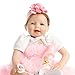 SanyDoll Reborn Baby Doll Newborn Doll 22 inch 55 cm Magnetic Lovely Lifelike Cute Girl Toy Pink Princess