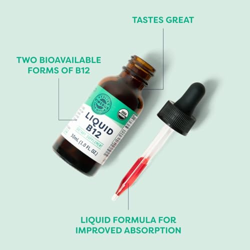 Vimergy USDA Organic Liquid Vitamin B12 Supplement 2500 mcg, Methylcobalamin & Adenosylcobalamin – Energy Support, Vegan, Non-GMO B12 Vitamins for Women & Men 30 Serving (30 mL)