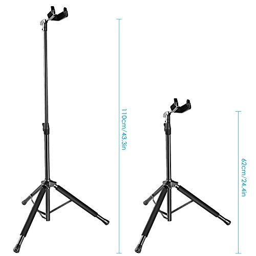 Neewer Tripod Guitar Stand Durable Metal Construction with Adjustable Height 24.4-43.3 inches/62-110 centimeters, Loads up to 33 pounds/15 kilograms for Electric, Acoustic, and Bass Guitars (Black)