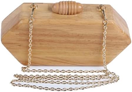 Buenocn Women Vintage Wooden Clutch Lady Evening Bag Party Chain Bag Shy940