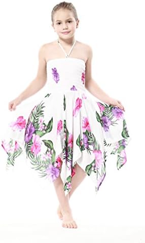 Aloha Fashion Girl Gypsy Hawaiian Luau Dress In White Floral 4T