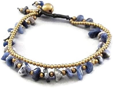 Hot! 100% Handmade Thailand Casual Double Line Bracelet with Lapis Lazuli for Party, Wedding, Birthday, Anniversary, Gift, Daily Wearing and More!