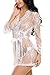 Avidlove Women's Lace Kimono Sexy Nightgown Transparent Mesh lingerie, White, Medium