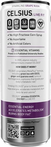 CELSIUS RTD SPARKLING GRAPE RUSH, 12 OUNCE