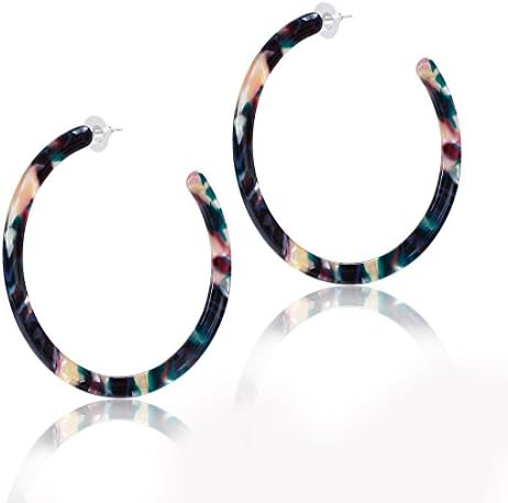 ALEXY Women’s Mottled Hoop Earrings Bohemia Acrylic Resin Hoops Stud Earrings