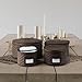 Richards Homewares 4 Pieces Fine China Dinnerware Plates Storage Set - Deluxe Quilted Plush Microfiber - Contents Label Window - Brown