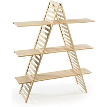 Displays2go 3 Tiers Wood A-Frame Shelf, 48 x 57 x 14.5-Inch, Pine