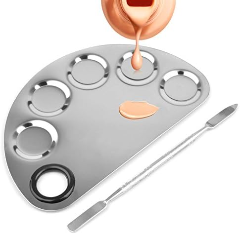 TUOKING Stainless Steel Cosmetic Makeup Palette Metal Mixing Palette with Spatula Tool