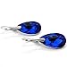 Sterling Silver 925 Made with Imitation of Crystals Electric Blue Teardrop Leverback Earrings for Women
