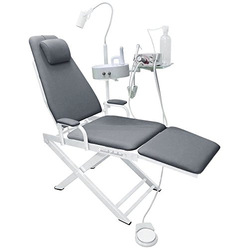 SoHome Gray Medical Portable Dental Folding Chair with Metal Unit 4 Holes+5W Big Power LED Lamp