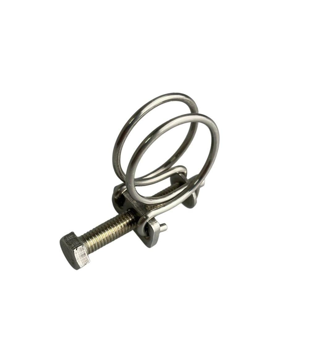 Boltza Stainless Steel Double Wire Hose Clips 21-25mm Pond Pipe Screw Tight Koi Fish Fitting Filter Pump Clamp x10