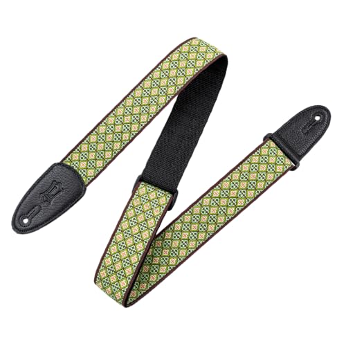 Levys Leathers Original Hootenanny Series Guitar Strap | Jacquard Weave | Width 5 cm | Colour Green | (M8HT-25)
