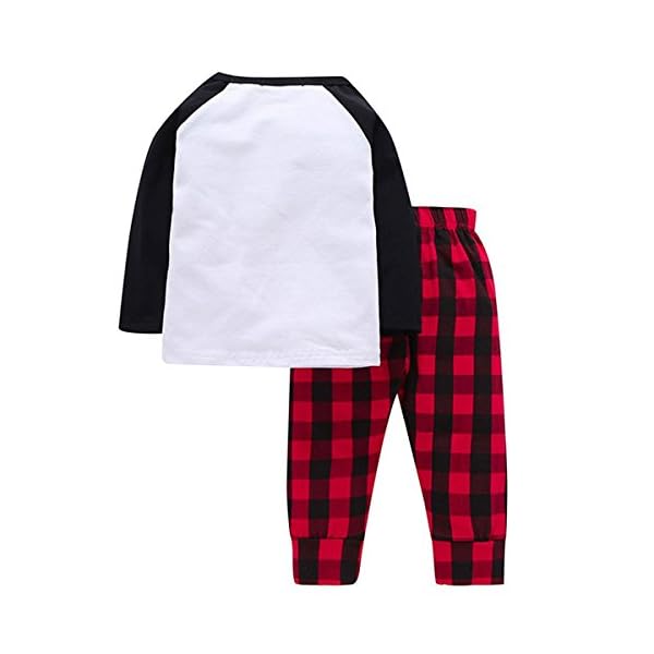 Newborn Baby Boys Girls Plaid T-Shirt Top Plaid Cotton Pants Outfit Set - Image 3