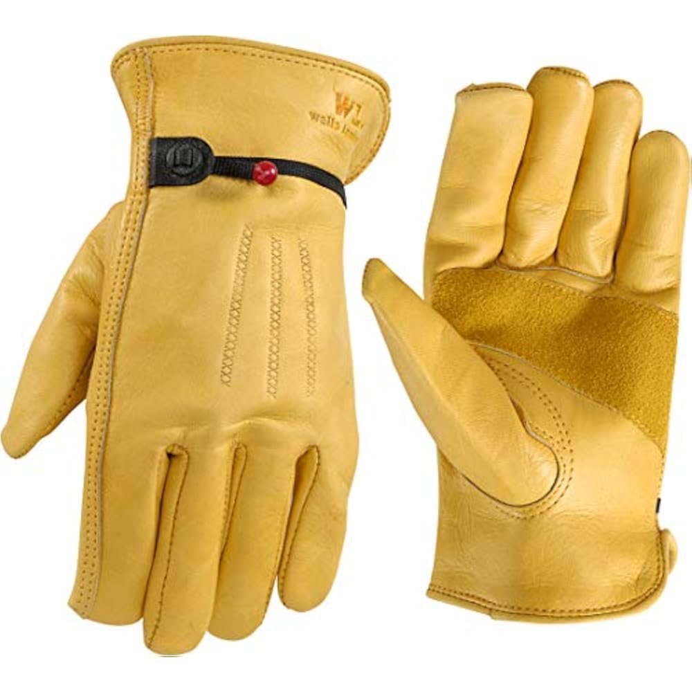 Wells Lamont Mens Work Gloves Grain Palomino Cowhide Leather Palm Patch
