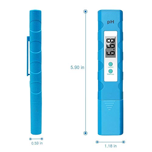 Digital PH Meter, Cakie PH Meter 0.01 PH High Accuracy Water Quality Tester 0-14 PH Measurement Range Household Drinking, Pool Aquarium Water PH Tester Design ATC (NewBlue)