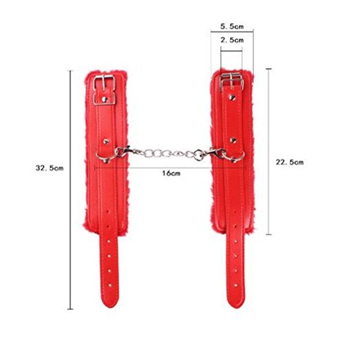Jiuhexu Adjustable PU Leather Handcuffs Adjustable Soft Wrist Cuffs (Red)
