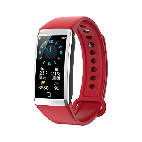 Sunward 1.14inch Screen Heart Rate Blood Pressure Monitor Pedometer Waterproof Sports Watches Fitness Tracker HR (Red)