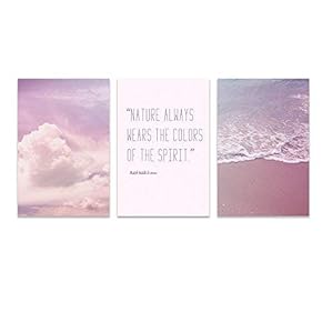 3 Panel Pink Color and The Beach with...