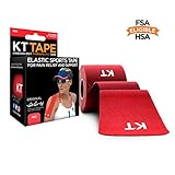 KT Tape Original Cotton Elastic Kinesiology Therapeutic Sports Tape, 20 Pre cut 10 inch Strips, Red