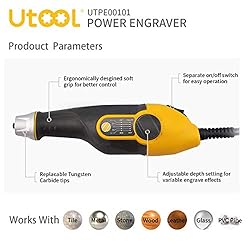 UTOOL Engraver Pen with Letter/Number Stencil, 24W