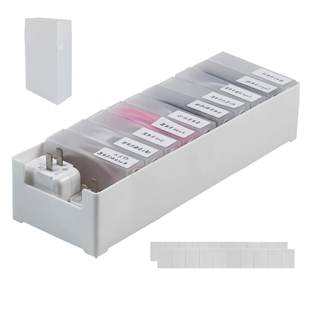 Data Cable Storage Box,Cable Management Box Dustproof Wires Keeper Cable Storage Bin Acrylic Data Cable Storage Box Multi-Grid Data Cable Storage Case for Home Office
