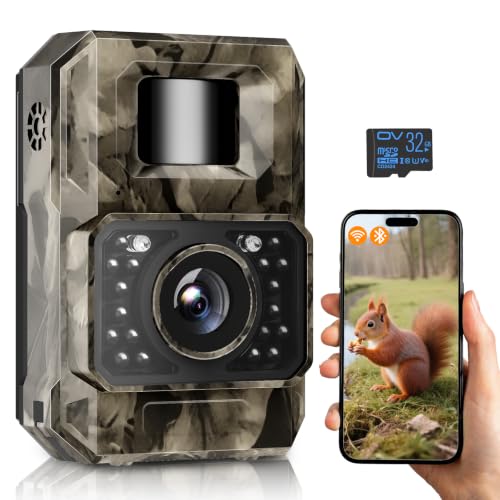 MAXDONE Wildkamera mit Bewegungsmelder Nachtsicht, 4K 64MP Wildtierkamera