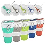 Glike Silicone Collapsible Cup with Lid - Floding Travel Cup/Mug - Lightweight Water/Coffee Drinking Bottle for Outdoor Camping Hiking - BPA Free [19oz]