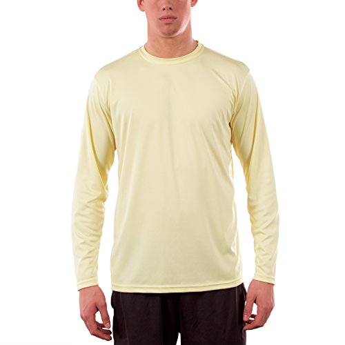 Vapor Apparel Men's UPF 50+ Sun Protection Performance Long Sleeve T-shirt Large Pale Yellow