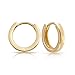 Basic Simple Thin Huggie Hoop Kpop Earrings For Women For Men 14K Gold Plated .925 Sterling Silver Polished Flat Hinge
