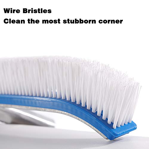 Pool Brushes for Cleaning Pool, 8 FT Splicable Pole with 18" Polished Aluminum Back Brush Head for Cleaning Swimming Pool Wall, Floors & Tile - Thumbnail 4
