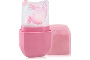 FANXBOX Ice Roller for Face and Eye, Ice Face Roller, Face Ice Roller, Gua Sha Face Massage, Face Ice Holder, Reusable Silicone Ice Mold for Face Beauty (Ice Facial Roller Pink)